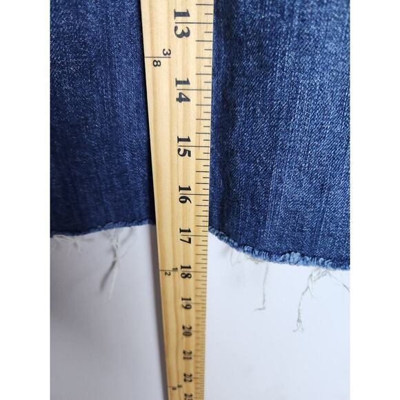 GAP Denim button fly mini jean skirt sz 26 raw hem boho festival rodeo y2k - Picture 9 of 9